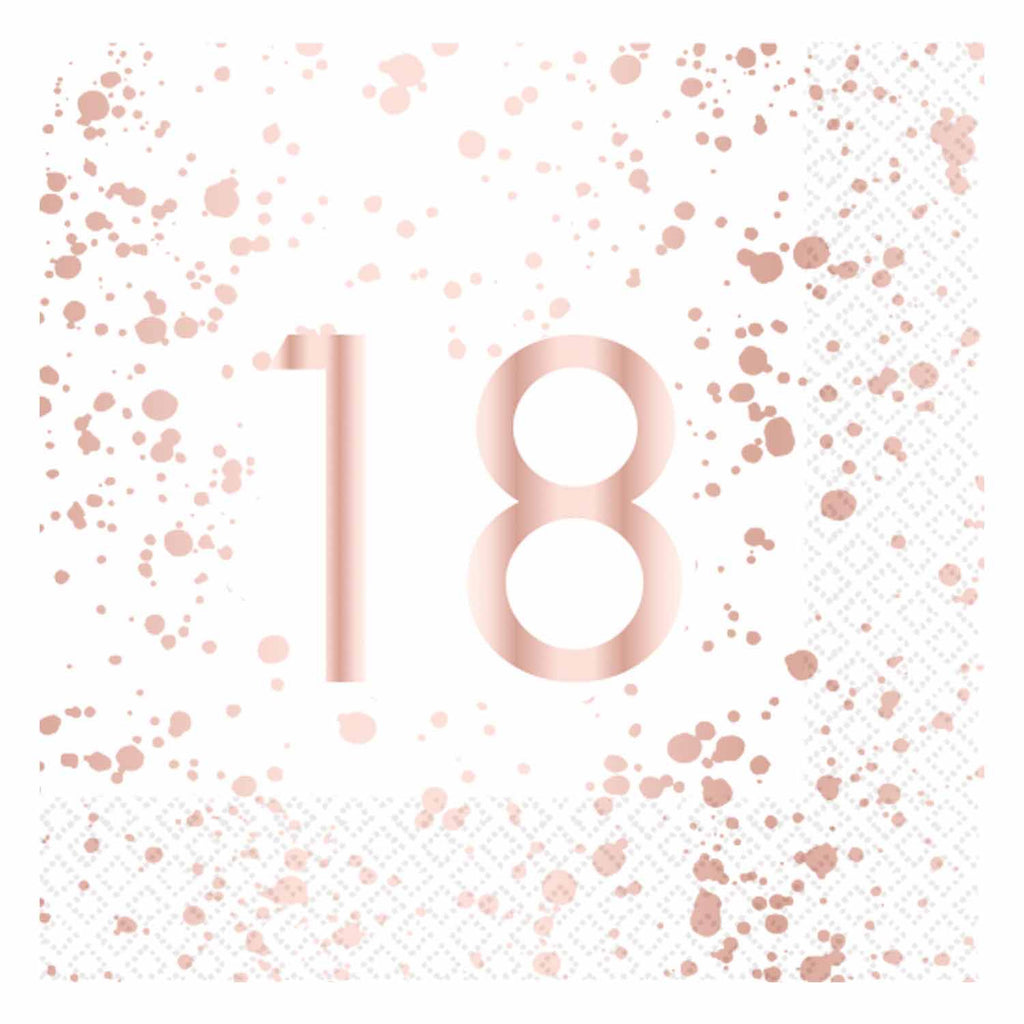 Rose Gold 18th Birthday Lunch Napkin 16pk