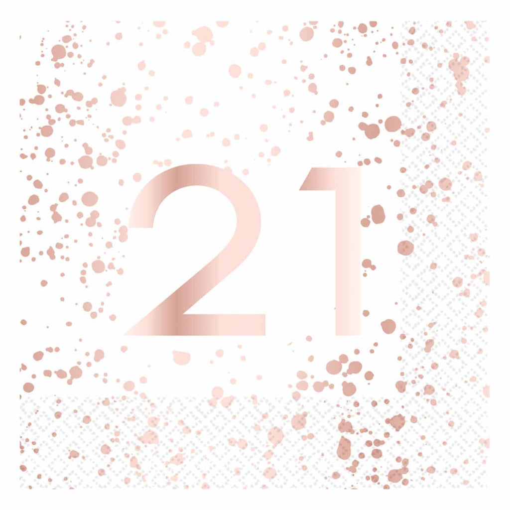 Rosegold 21st Lunch Napkin 16pk