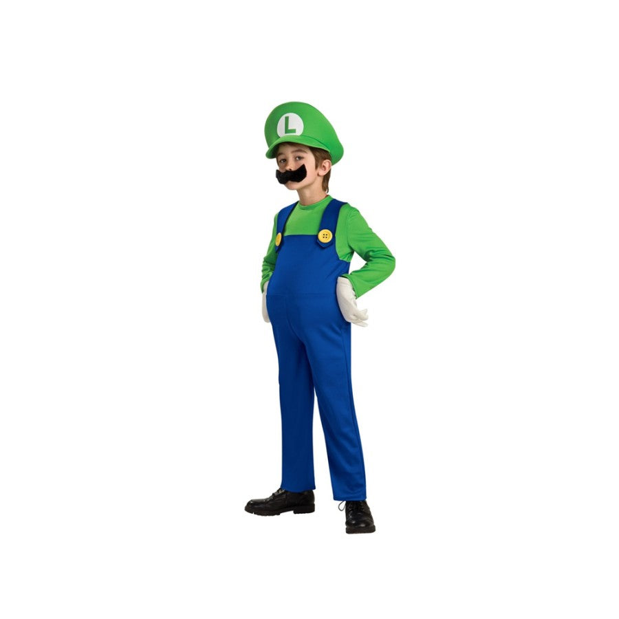 BOYS LUIGI COSTUME IN PVC BAG W/COLOUR CARDS, CAP , JUMPSUIT