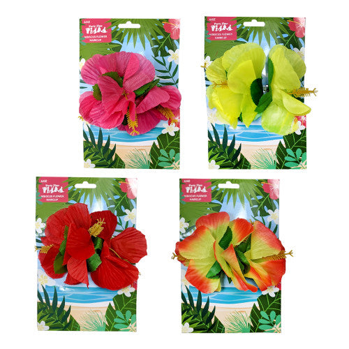 HIBISCUS FLOWER HAIRCLIP ON COLOUR CARD
