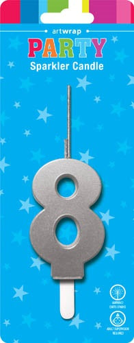 CANDLE SPARKLER SILVER NUM 8