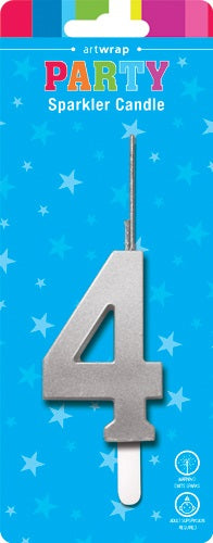 CANDLE SPARKLER SILVER NUM 4