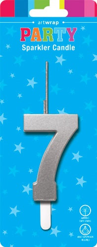 CANDLE SPARKLER SILVER NUM 7