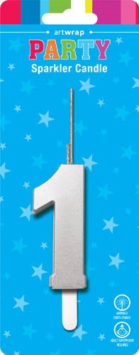 CANDLE SPARKLER SILVER NUM 1