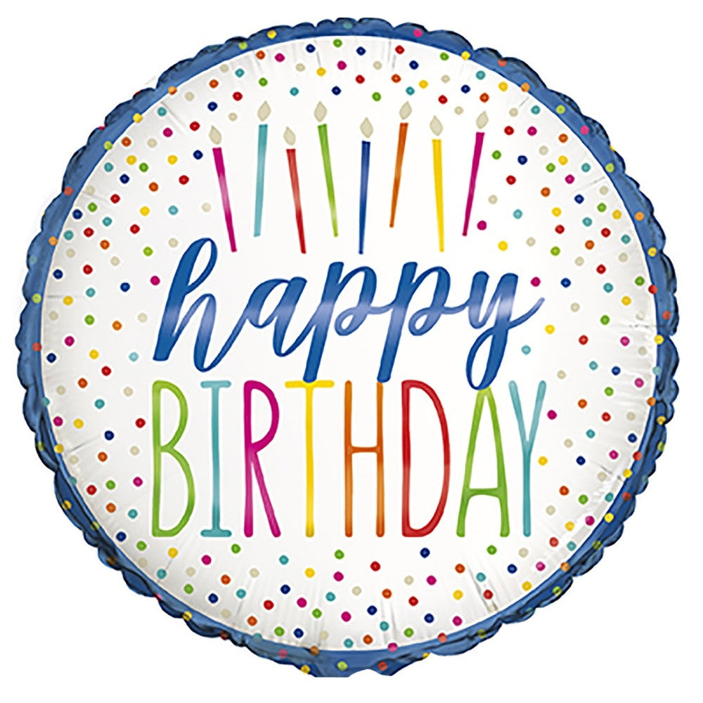 HBD Candle Multi Colour dots Foil Balloons 18''