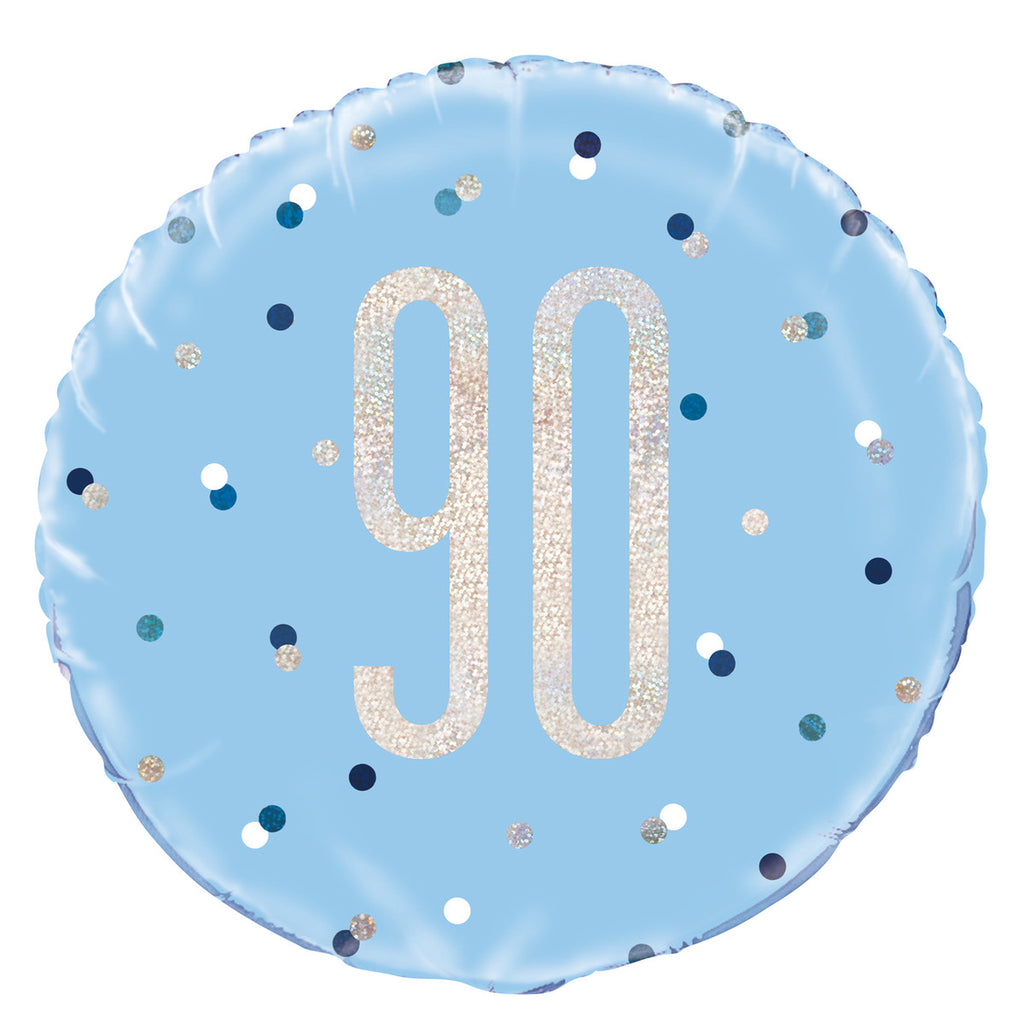 BLUE "90" 45CM (18") FOIL PRISMATIC BALLOON