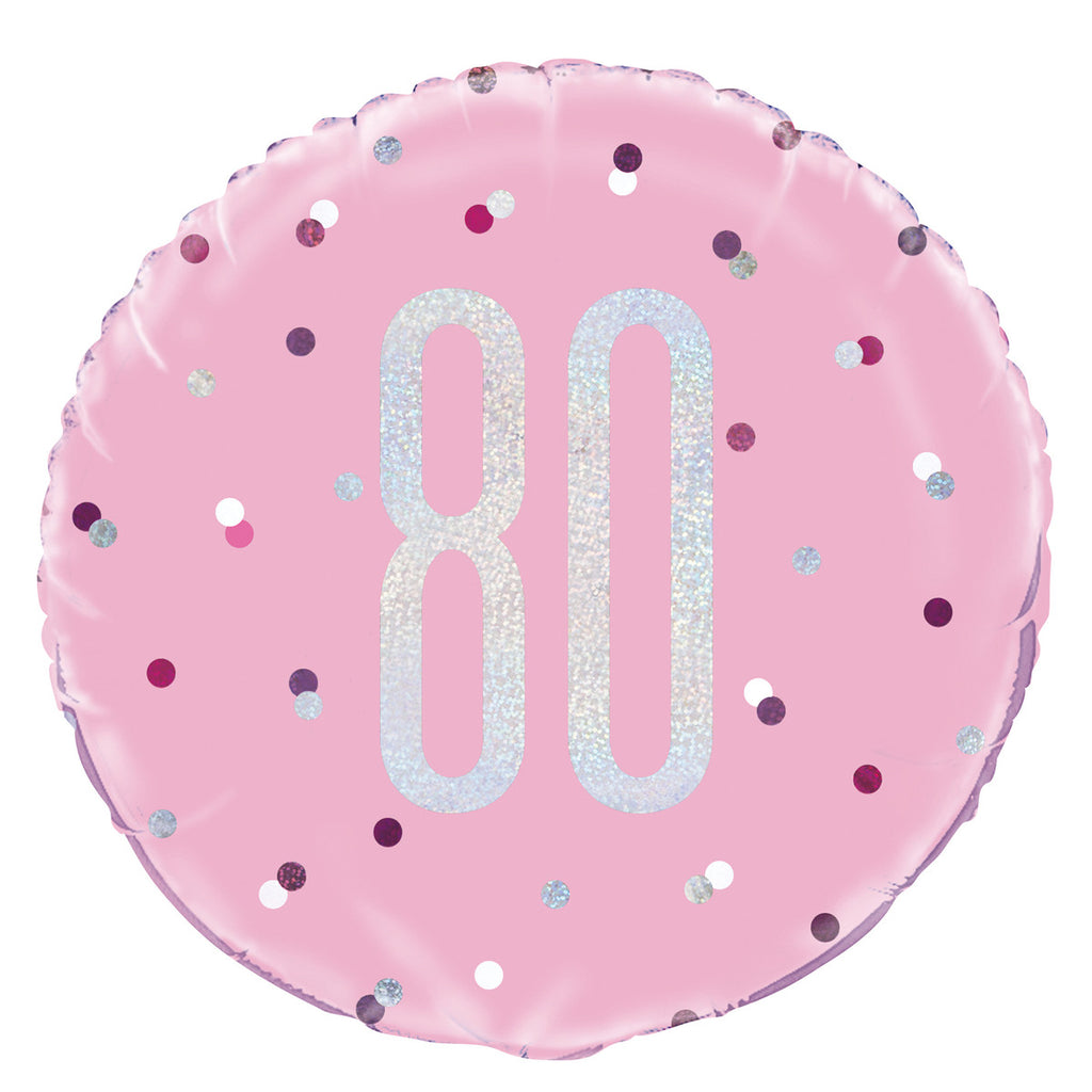 PINK "80" 45CM (18") FOIL PRISMATIC BALLOON