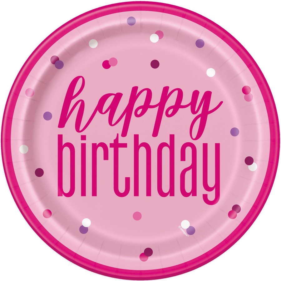 PINK H/B'DAY 8 x 9" PLATES