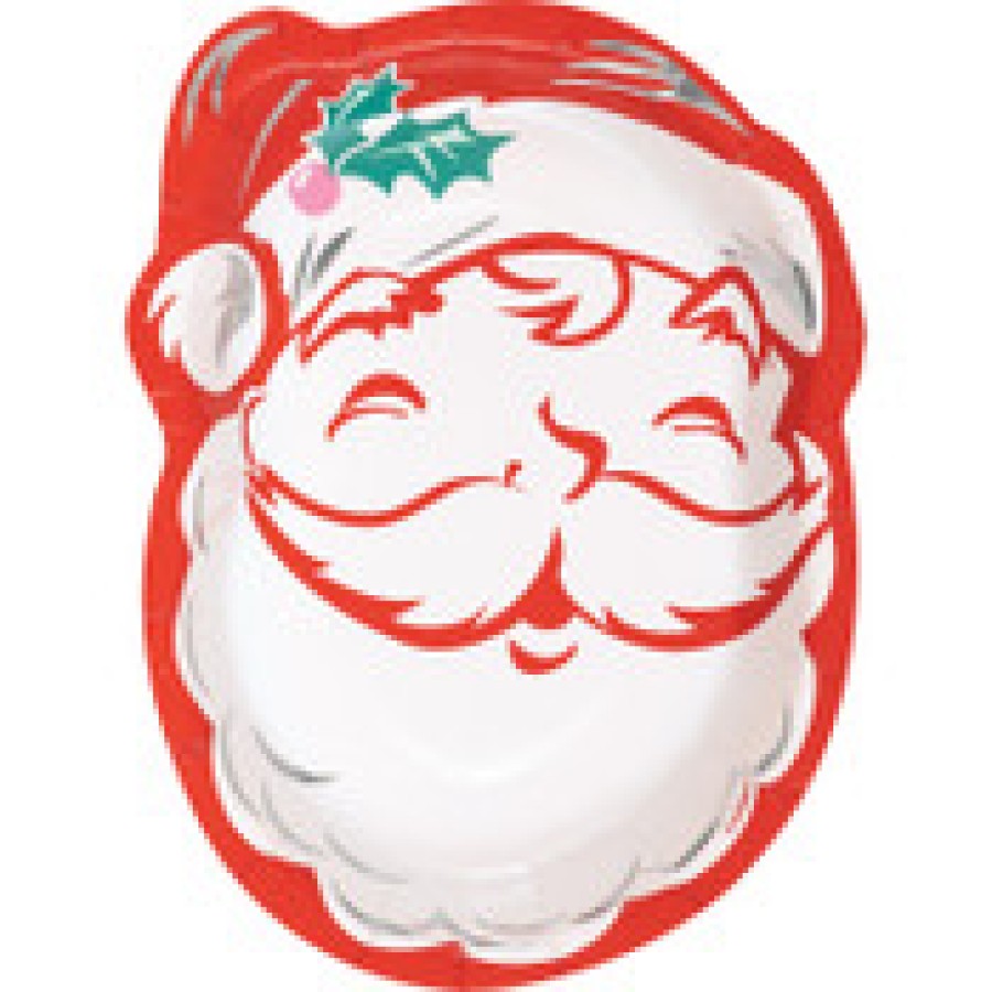 Bright Santa PK8 20.3 Foil Stamped Santa Shaped Paper Plates