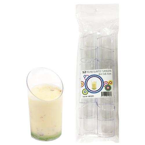 CLEAR ROUND SLANTED CUP 12PCS