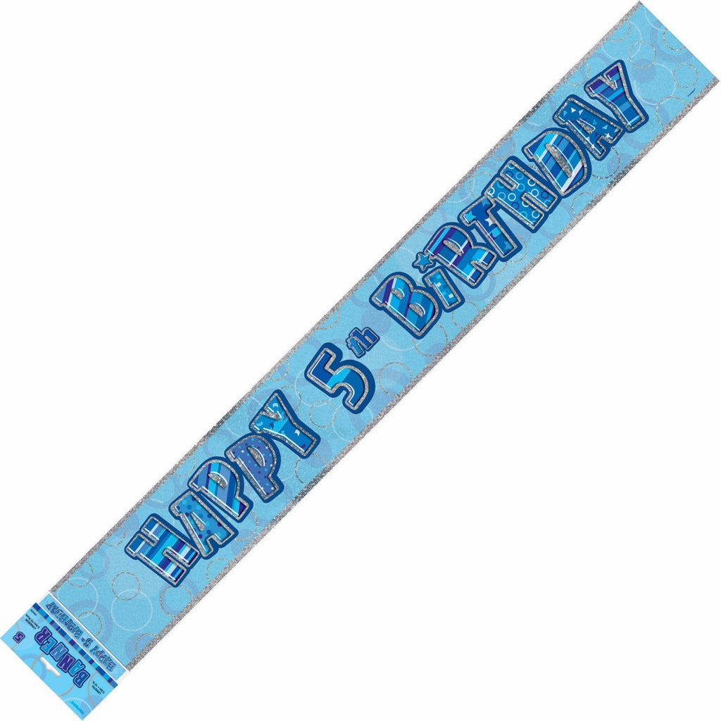 GLITZ BLUE 5 FOIL BANNER 12ft