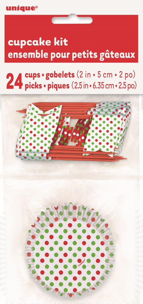 Dots Red & Green Cupcake Kit For 24