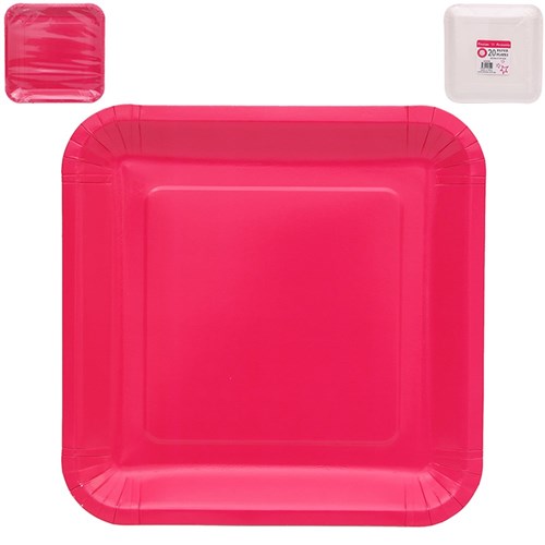 20PK 23CM SQ PLATES-MAGENTA