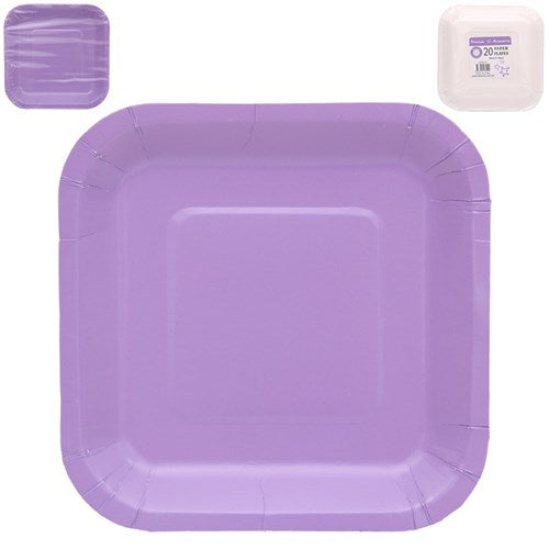20PK 23CM SQ PLATES-LAVENDER