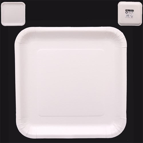 23CM SQ PLATES-WHITE PK20