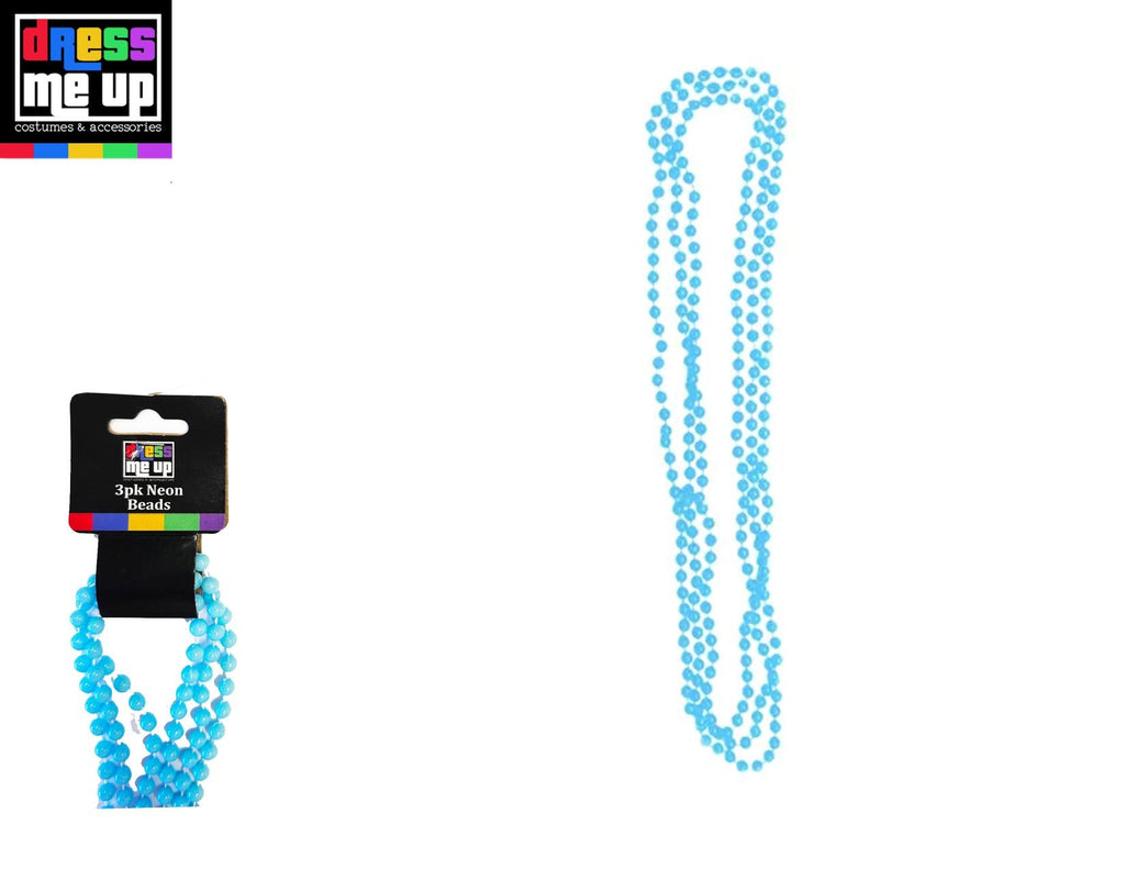 Neon 80s Blue Beads 3pk