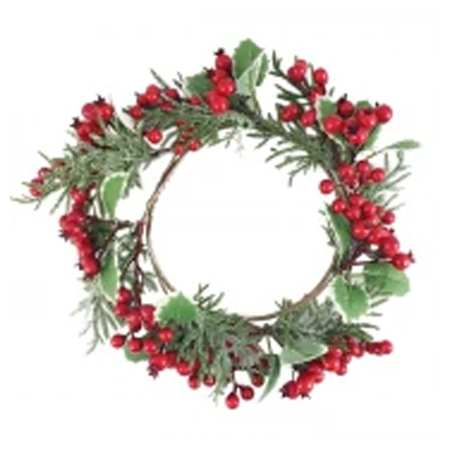 BERRY &amp; PINE LEAF WREATH 17/35CM DIA