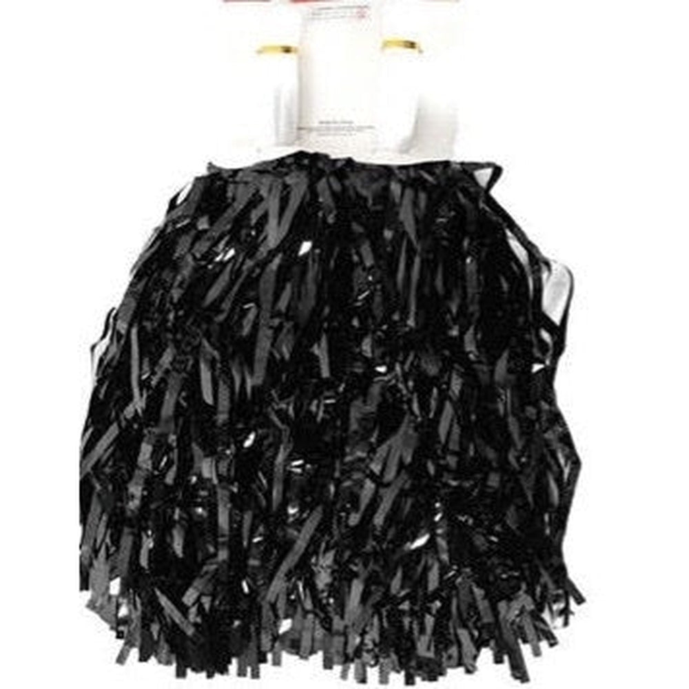 METALLIC BLACK POM POMS