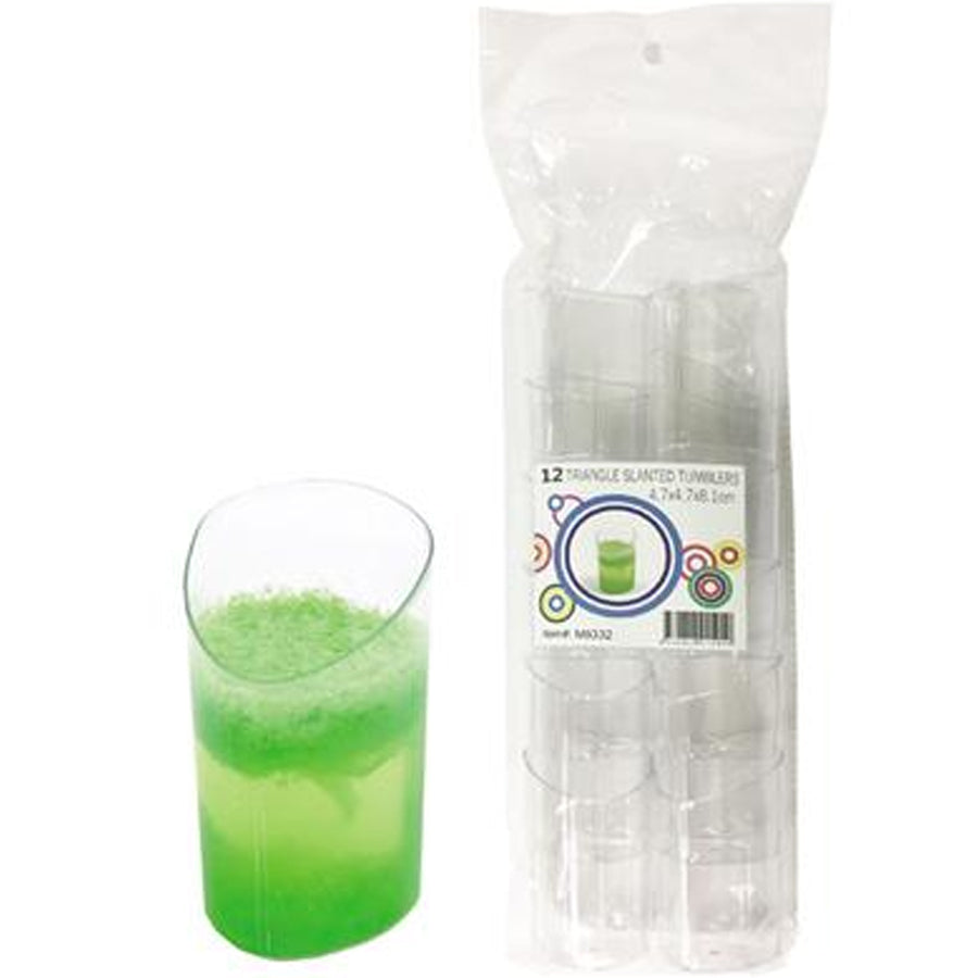 CLEAR TRI SLANTED CUP 12PCS