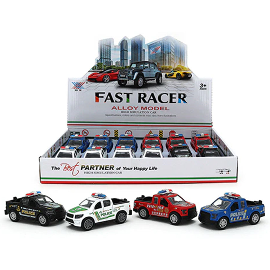 DIE CAST PULLBACK DOUBLE CAB POLICE UTE (4 ASSTD)