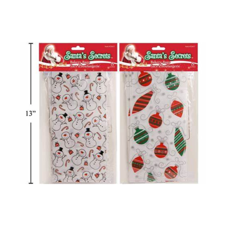 2A 8PK 25X12.5CM FROSTED BAKING BAGS W/WIRE CLOSURE