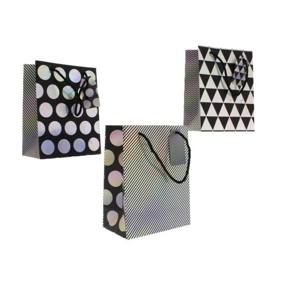 GIFT BAG BLACK PATTERNS 4A 18*23*10CM MED