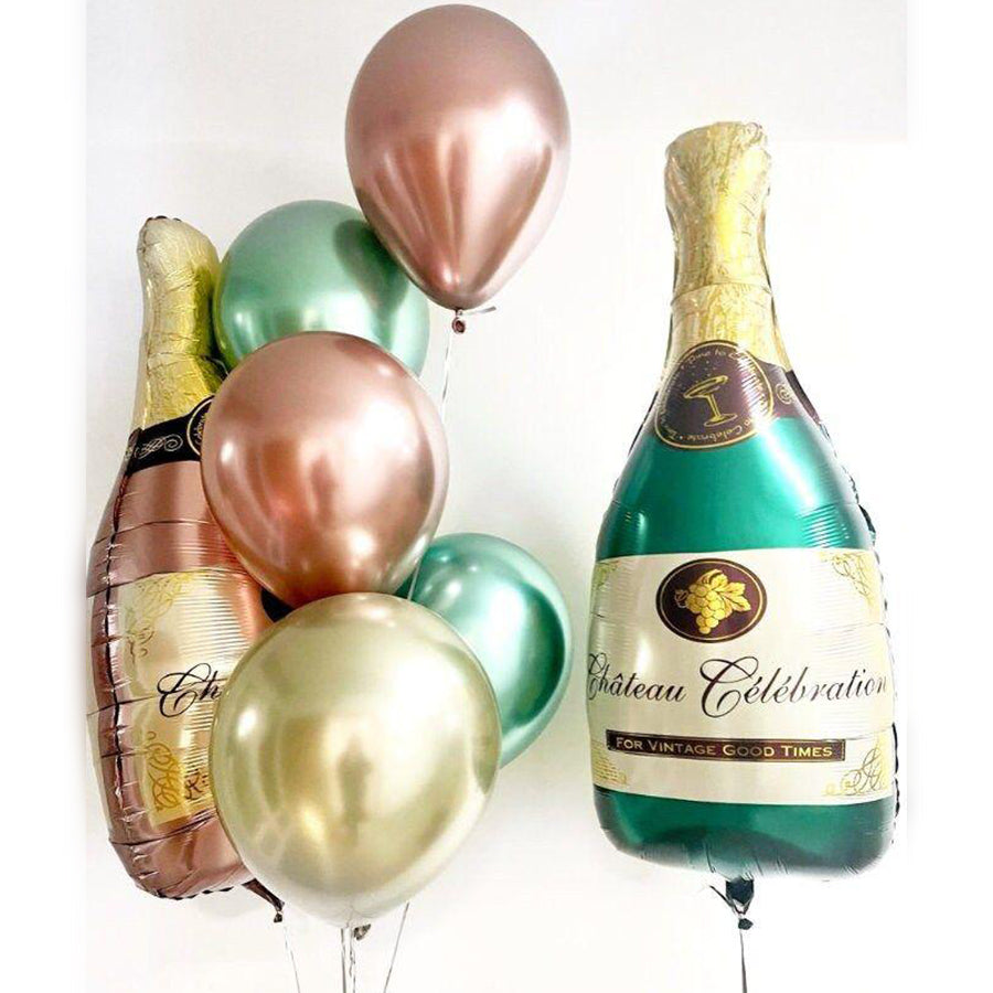 Gaint Foil Champagne with Latex Balloons Arrangement