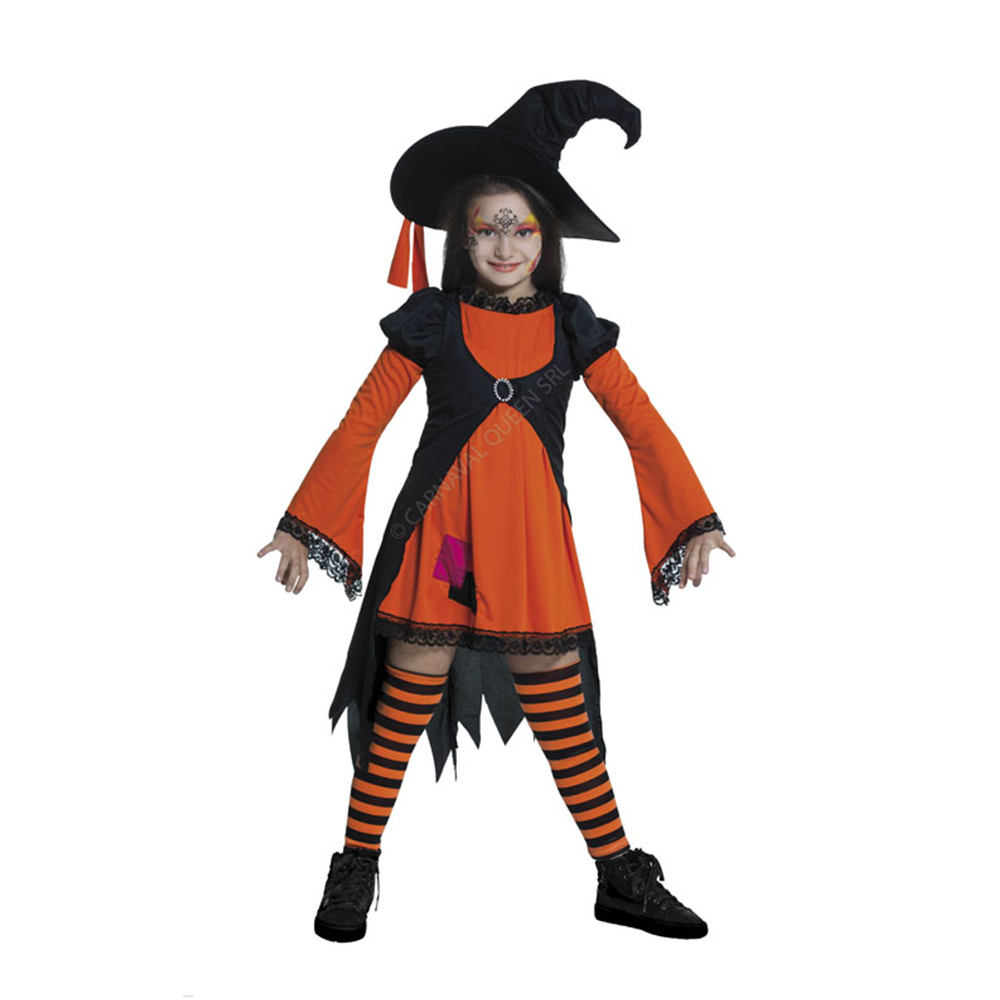 Girls Orange Witch Costume 5-7 years