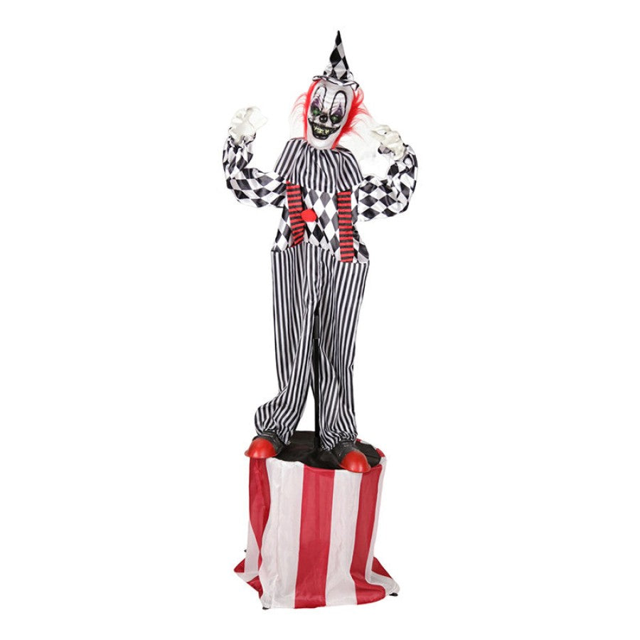 180CM CIRCUS CLOWN ON PEDESTAL-ANIMATED &amp; LIGHT UP