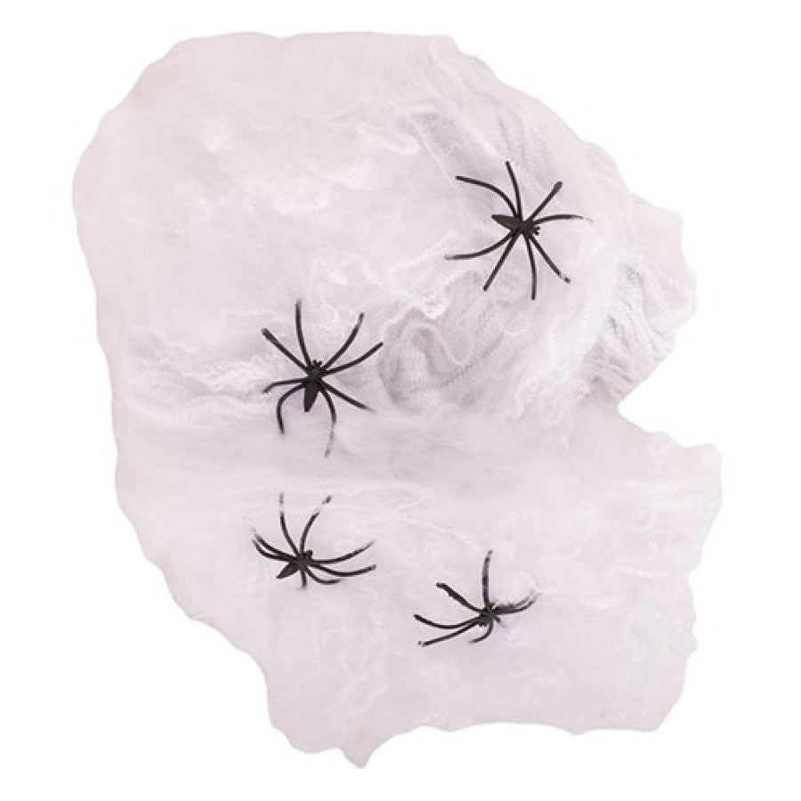 35g White Stretchable Spider Web With 4 Spiders