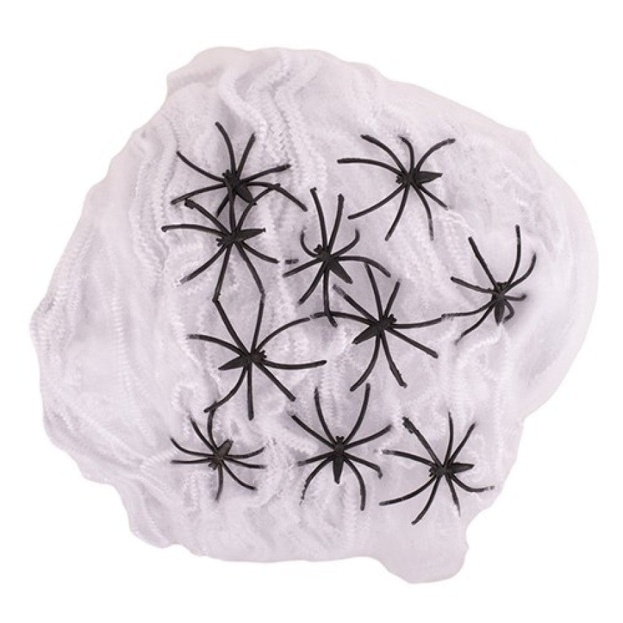 3A 100g White Stretchable Spider Web With 10 Spiders
