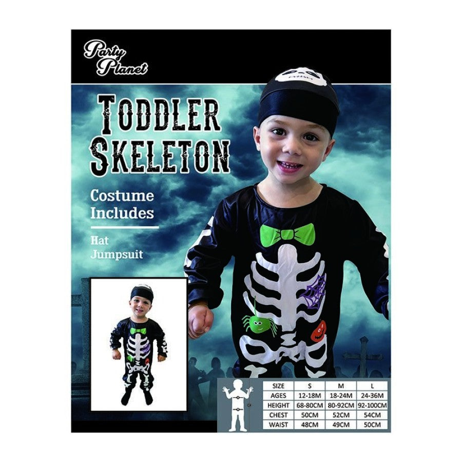 TODDLER SKELETON COSTUME- SIZES 18-24M AND 24-36M