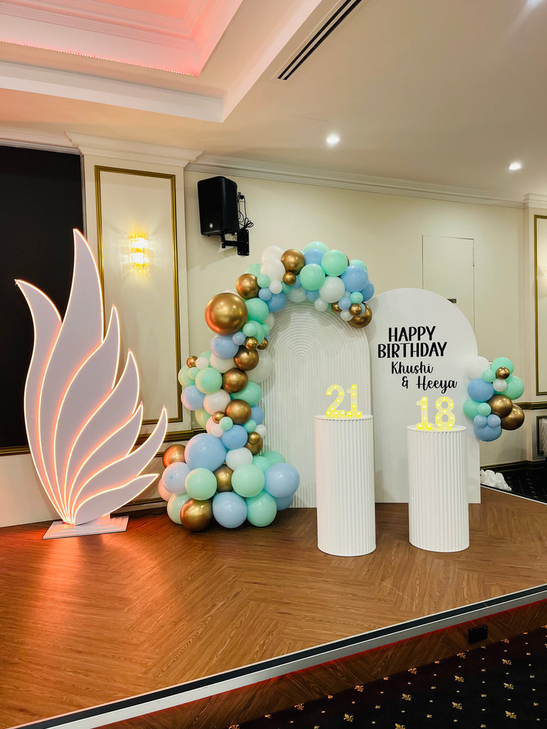Dual Wooden Board with Balloon Garland and custmoised writing (Package option)