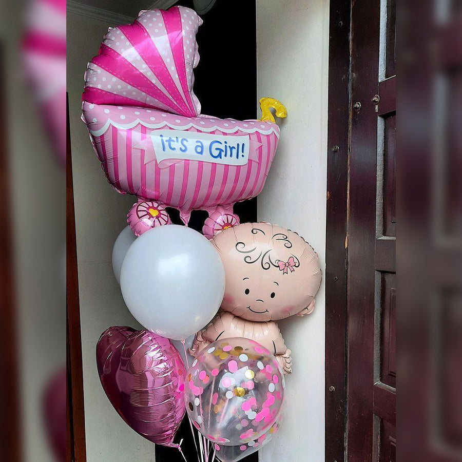 It's a Girl Supershape Foil with Baby and Latex Balloons Arrangement