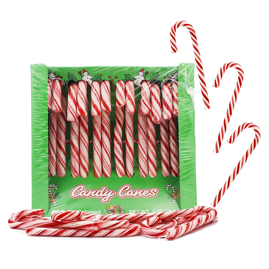 LOLLY - CANDY CANES PK12 10G 2ASST COLORS PDQ peppermint