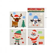 XMAS GEL CLING WINDOW DECO 20.32X19.37CM 4ASST