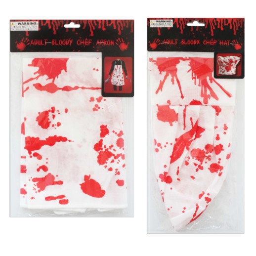 HWEEN BLOODY CHEF HAT or APRON 2asst