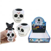 Halloween Squishy Skull w/Pop-Out Bat 5.4cm