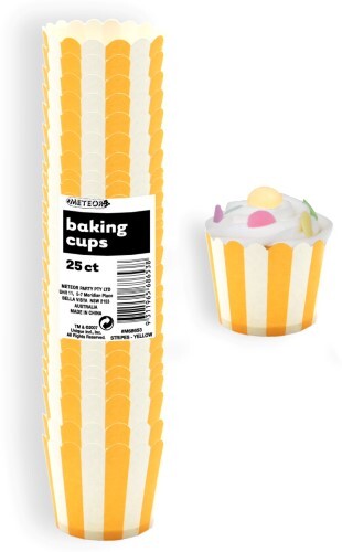 Stripes Sunflower Yellow 25Ct Paper Baking Cups