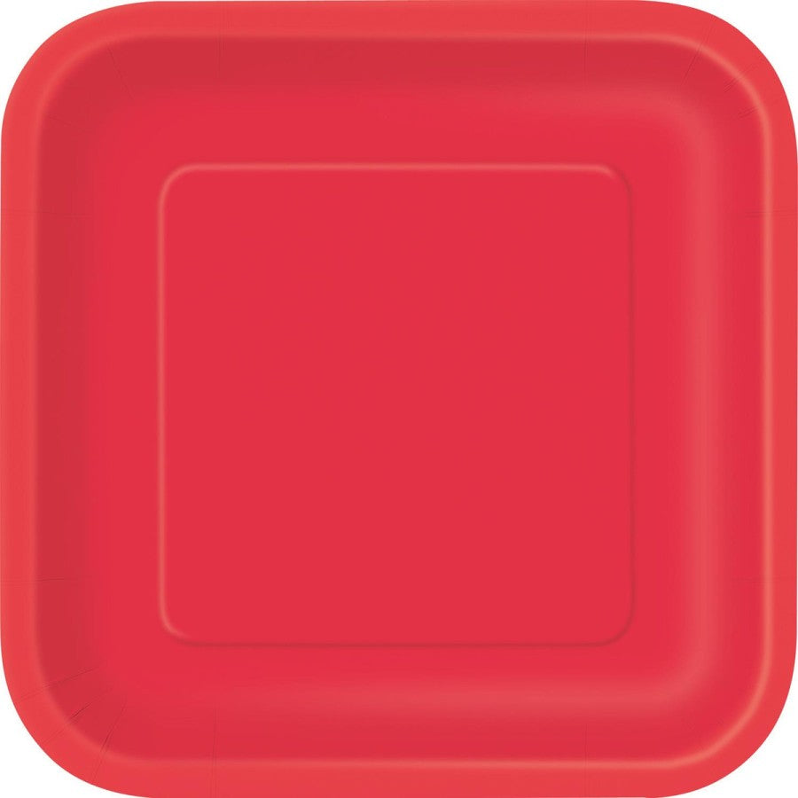 Red Square Paper Plate 7" PK8