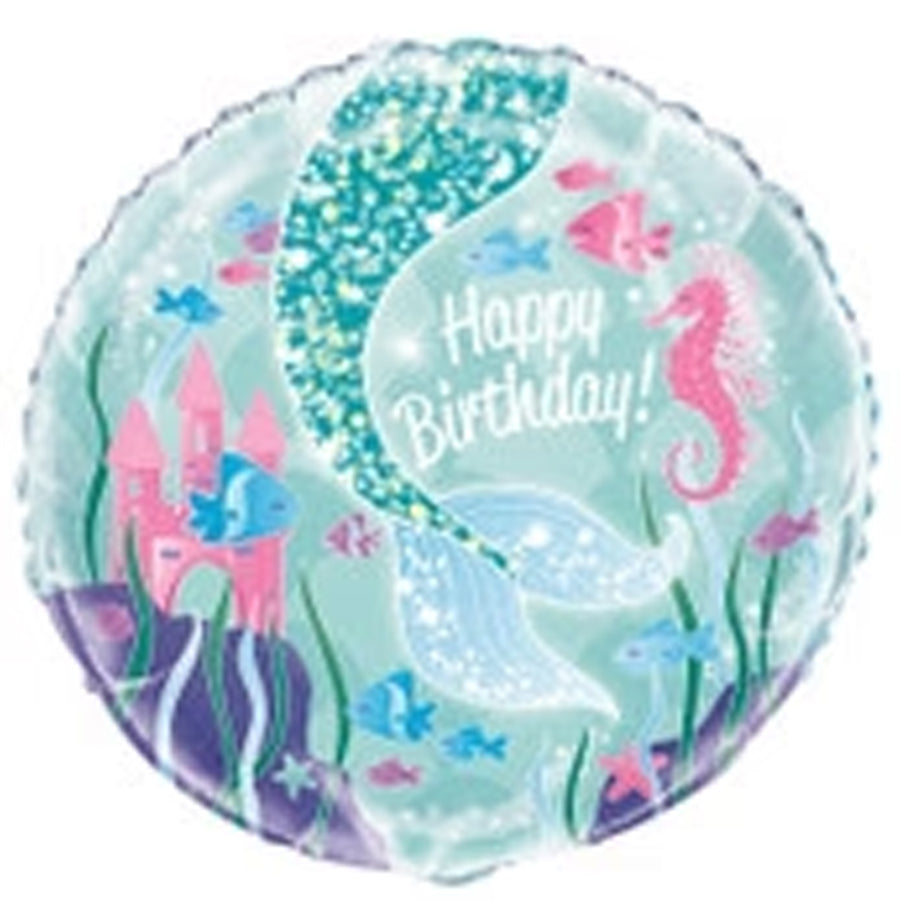 Mermaid HBD Round Foil 18"