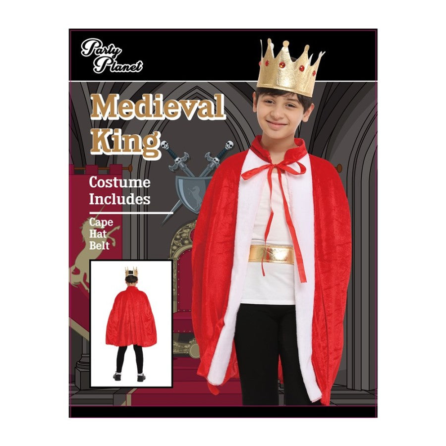 ONE SIZE ROYALS KING COSTUME-INCLUDING CAPE, HAT, BELT, SIZE CAPE LENGTH 72CM
