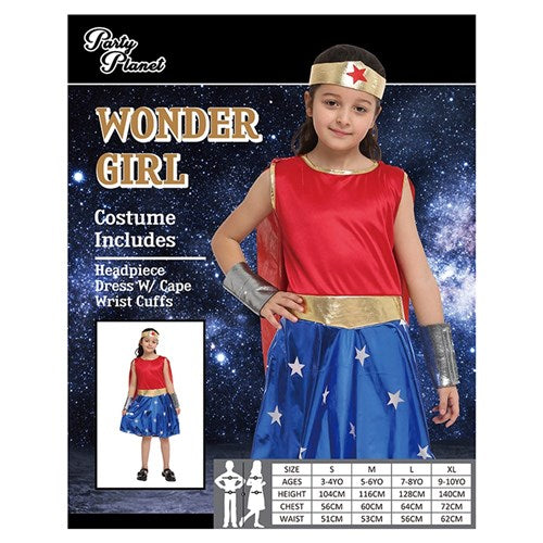 LARGE WONDER GIRL--INCLUDES HEADPIECE, DRESS w/CAPE, WRIST CUFFS