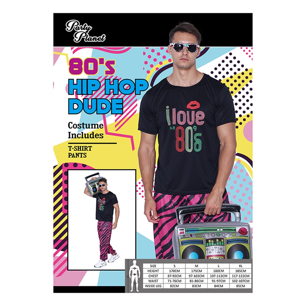 Mens Love 80's Costume Size L (T-Shirt,Pants)