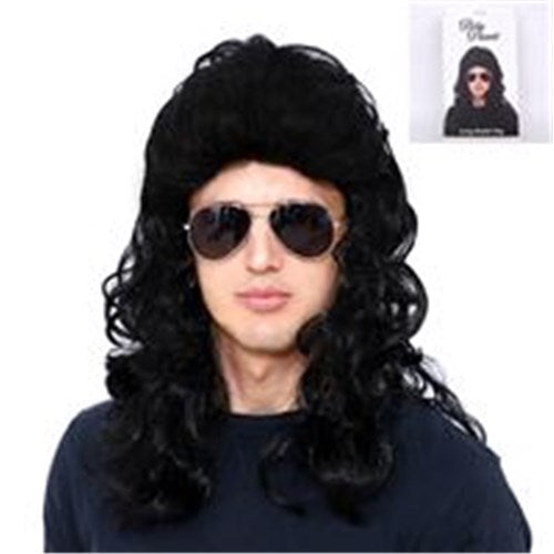 Long Curly Black Mullet