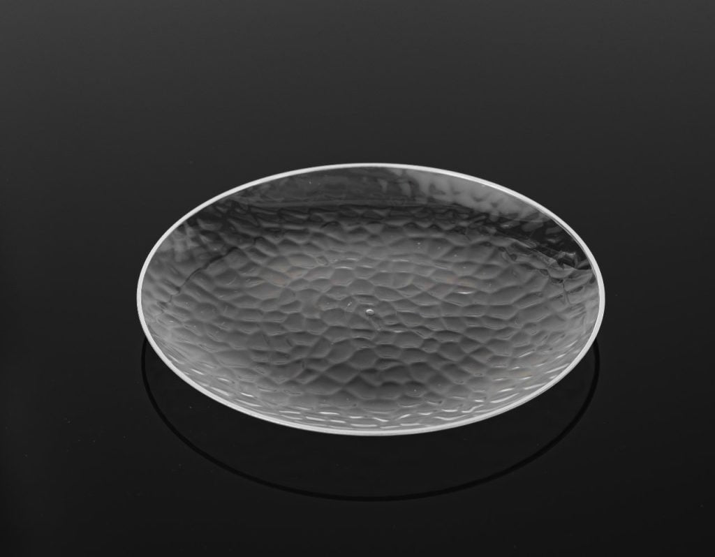 230mm Heavy Duty Clear Dimple Plate with Silver Rim pk4