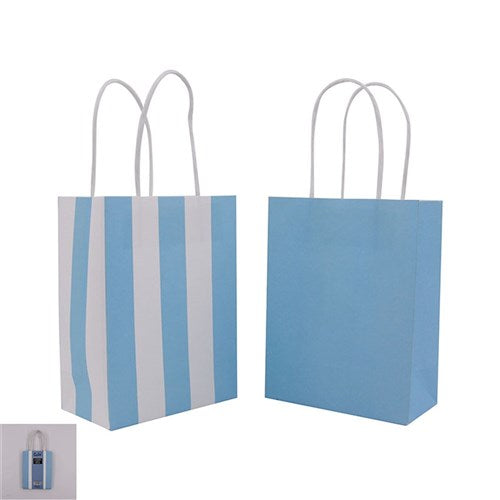 4 Blue Kraft Bags 12x6.5x16cm
