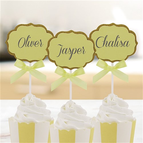 6pk Yellow Writable Cupcake Topper - 5x6cm