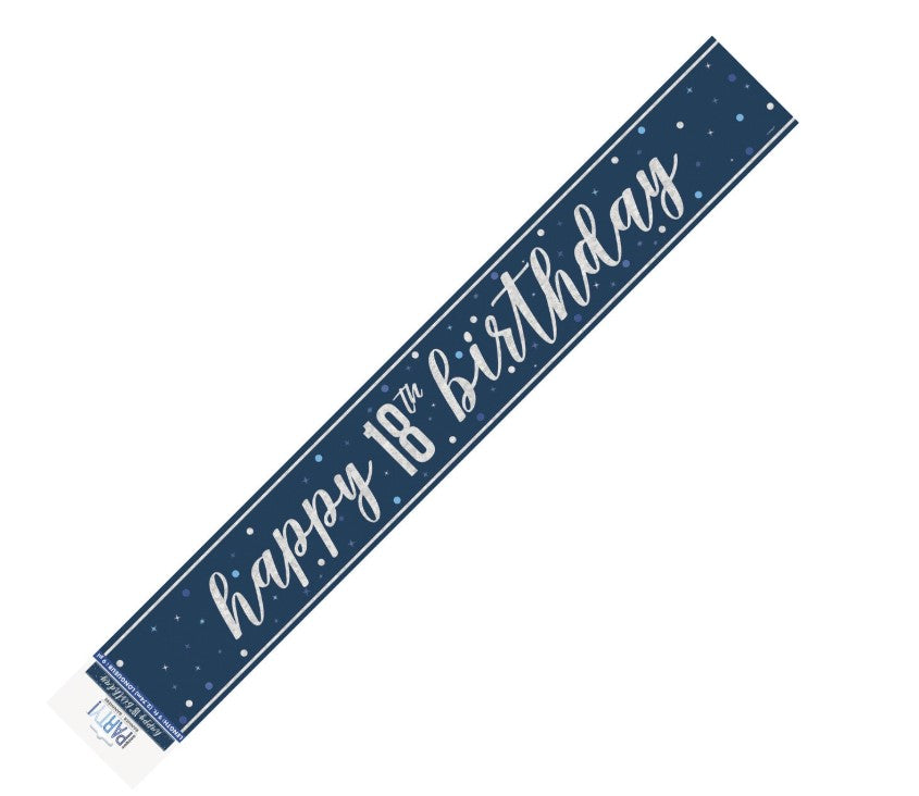 Navy Blue Happy 18th Birthday Banner