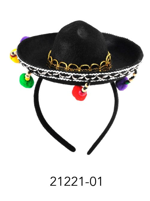 Sombrero Headband with Coloured Pom Pom